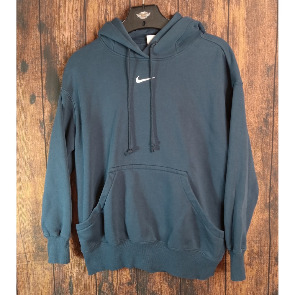Nike Mens Center Swoosh Fleece Hoodie Blue Pullover Medium RN56323